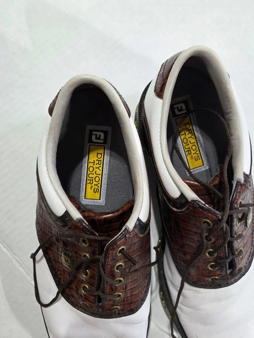 FootJoy DryJoys Tour Men's White & Brown Golf Shoes